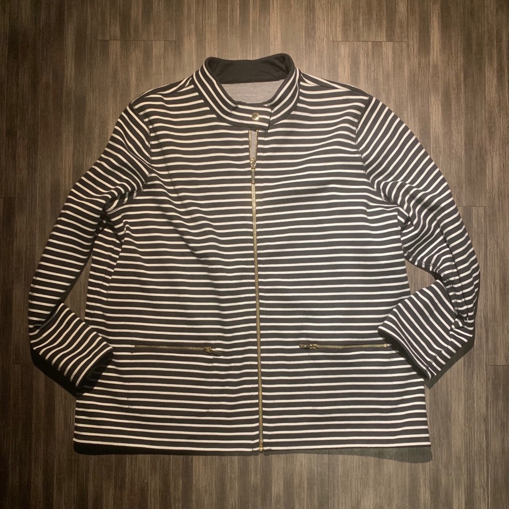 Lauren Ralph Lauren Striped Zip Sweater